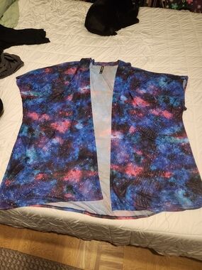 Torrid Galaxy Print Top - Blue Purple Nebula